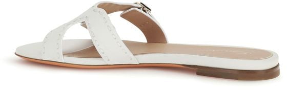 Santoni White Calf Leather Bos Taurus Flat Sandals Wit