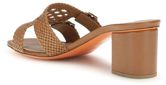 Santoni Beige Calf Leather Bos Taurus Platform Sandals Beige