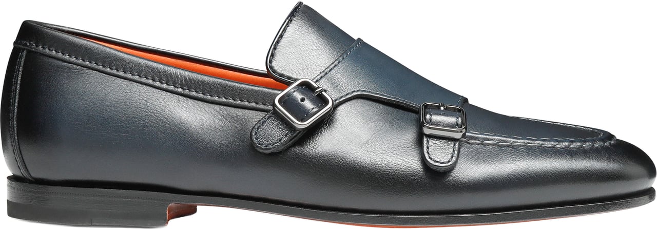 Santoni Men's leather doublebuckle loafer Wit