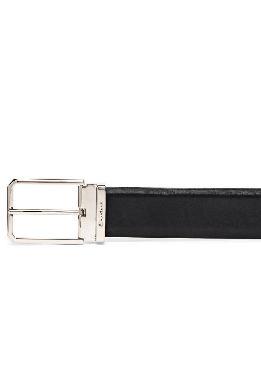 Santoni Adjustable Antiqued Leather Belt Zwart