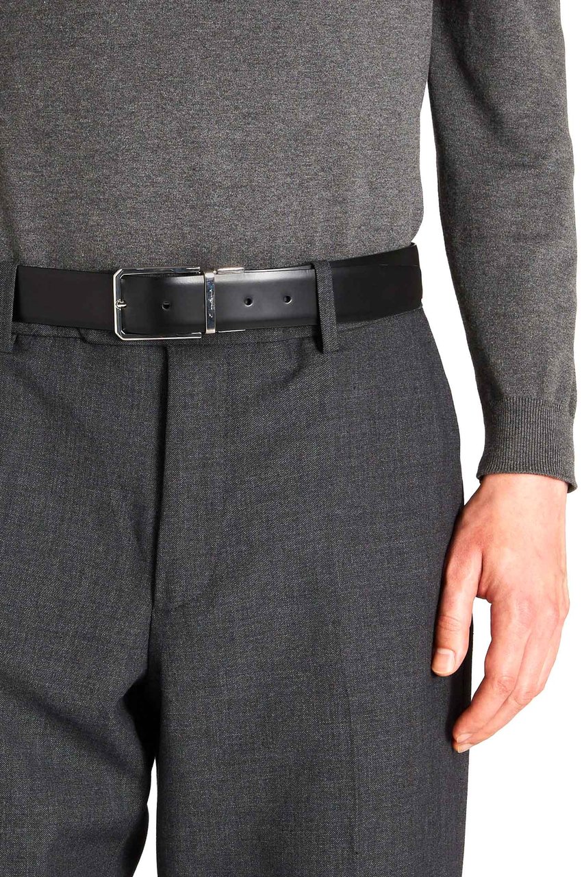Santoni Adjustable Antiqued Leather Belt Grijs