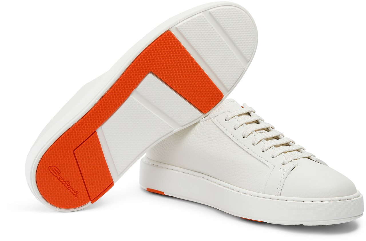 Santoni Men's tumbled leather sneaker Wit