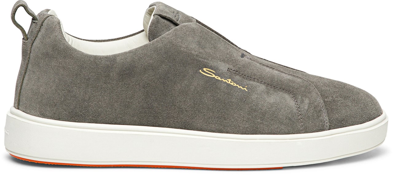 Santoni Men's suede slipon sneaker Wit