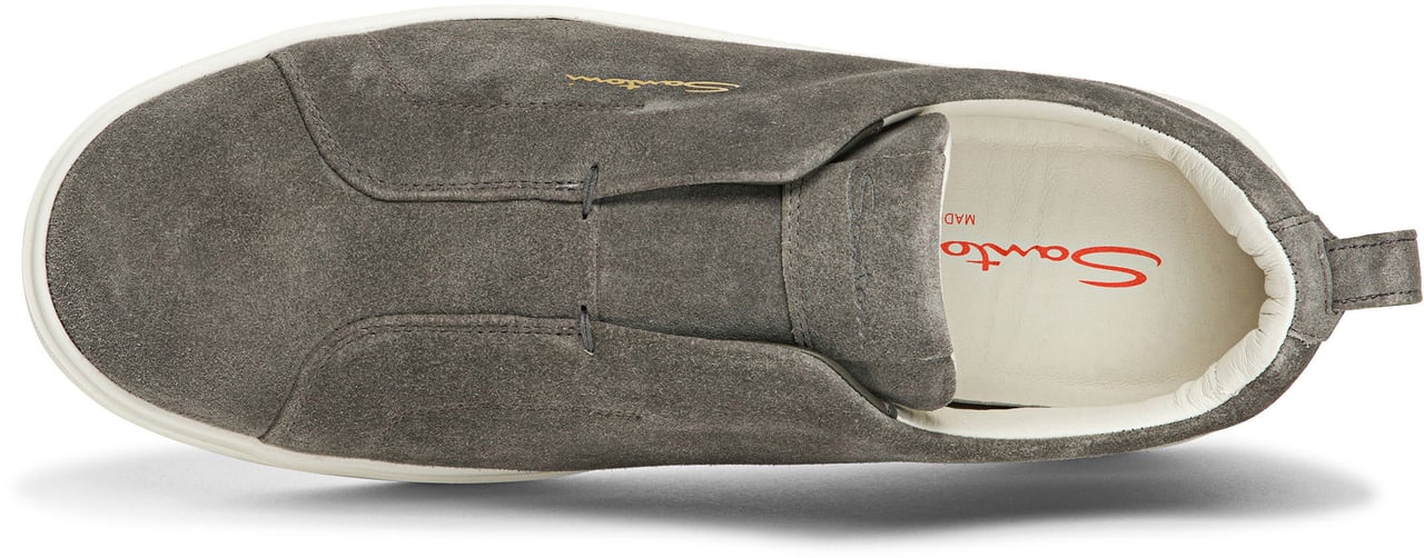 Santoni Men's suede slipon sneaker Wit