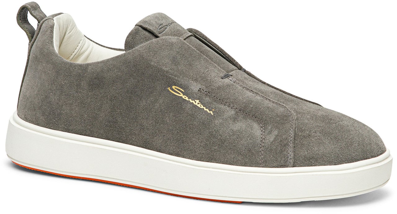 Santoni Men's suede slipon sneaker Wit