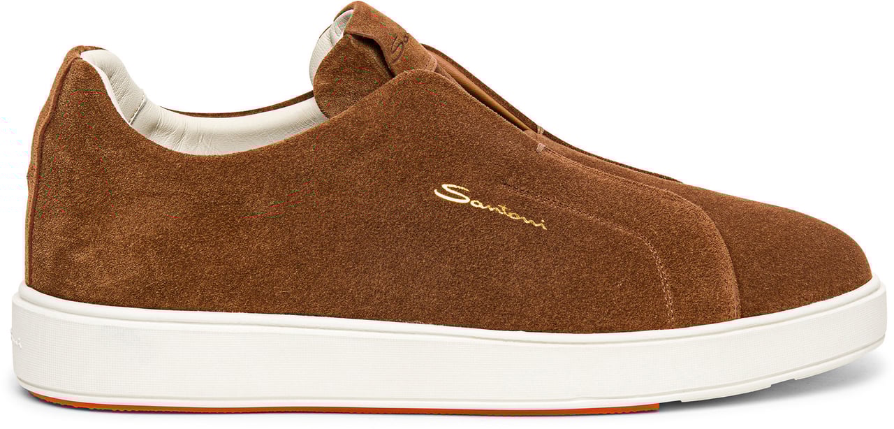 Santoni Men's suede slipon sneaker Wit