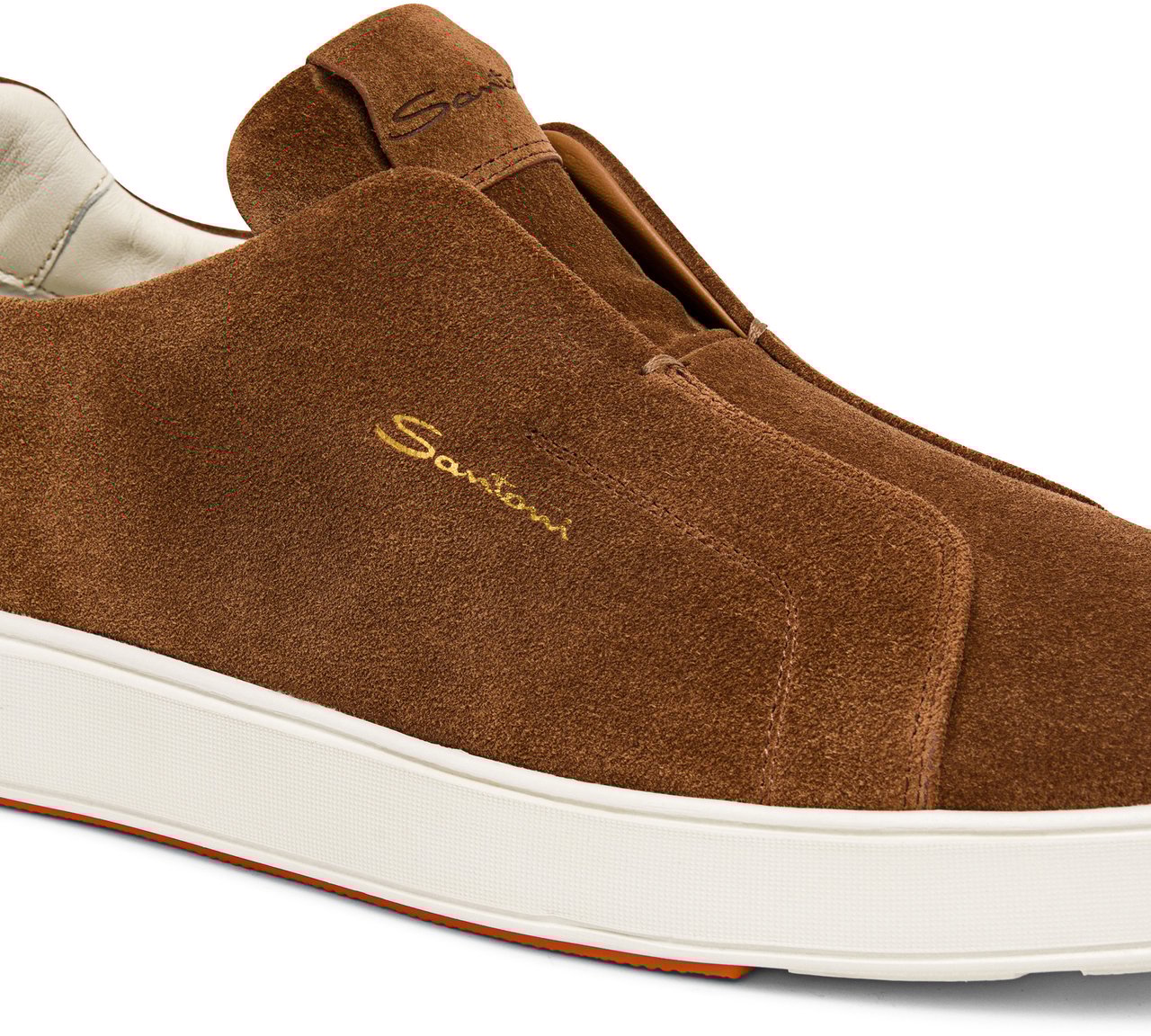 Santoni Men's suede slipon sneaker Wit