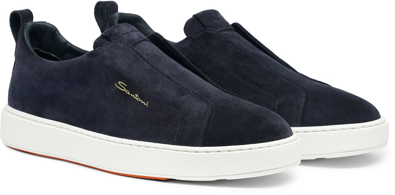 Santoni Men's suede sneaker Wit