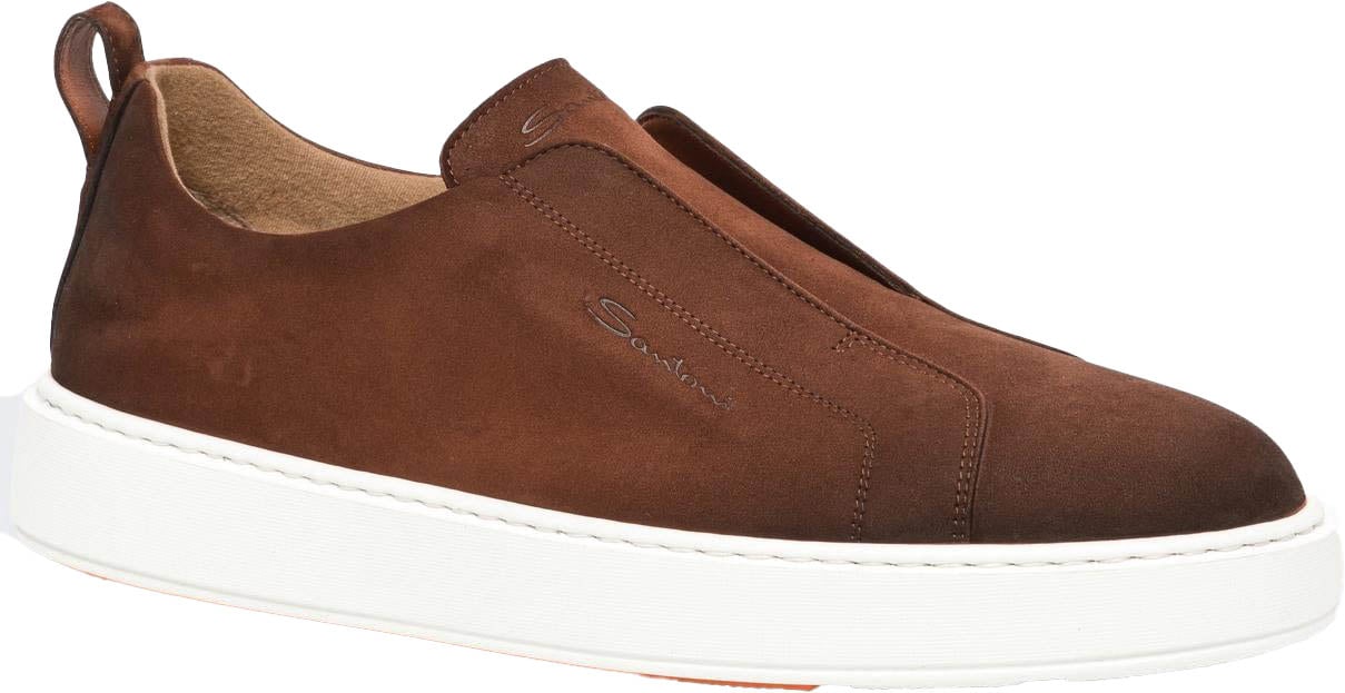 Santoni Heren Victor Sneaker Nubuck Bruin