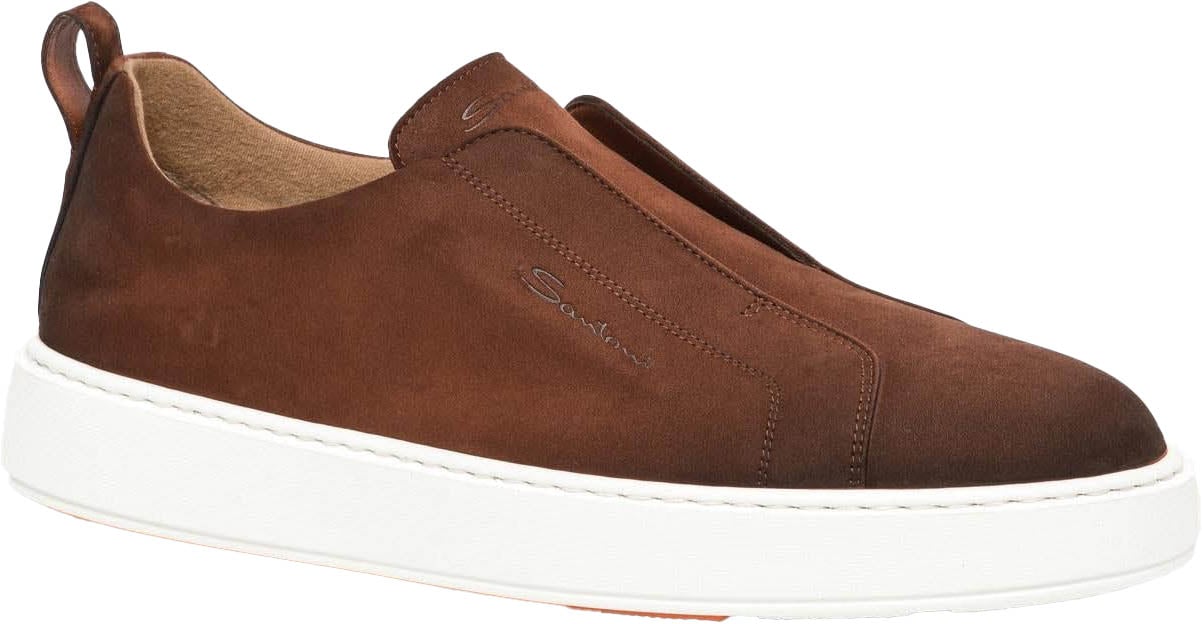 Santoni Heren Victor Sneaker Nubuck Bruin