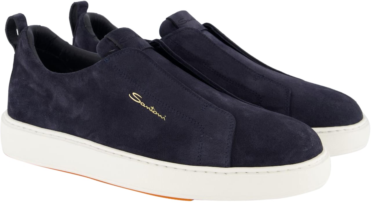 Santoni Heren Victor Sneaker Blauw Blauw