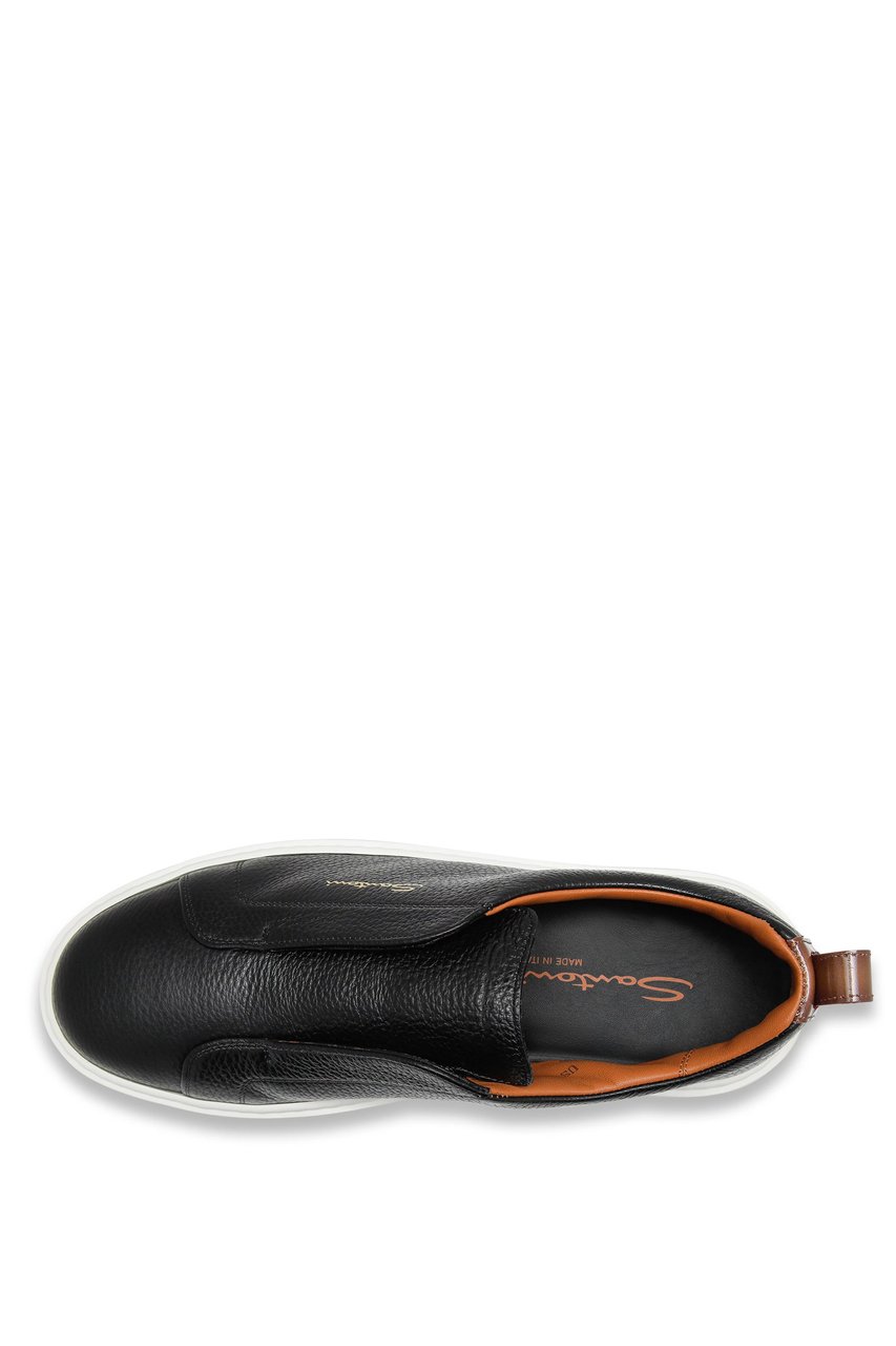 Santoni Pebbled Leather Slip-On Sneakers Wit