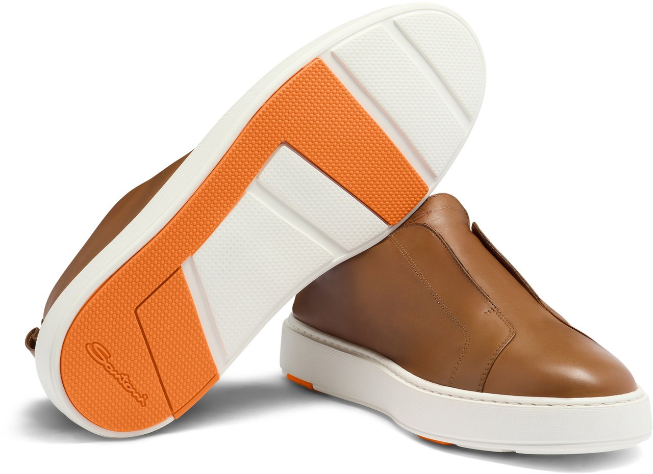 Santoni Men's leather slipon sneaker Wit
