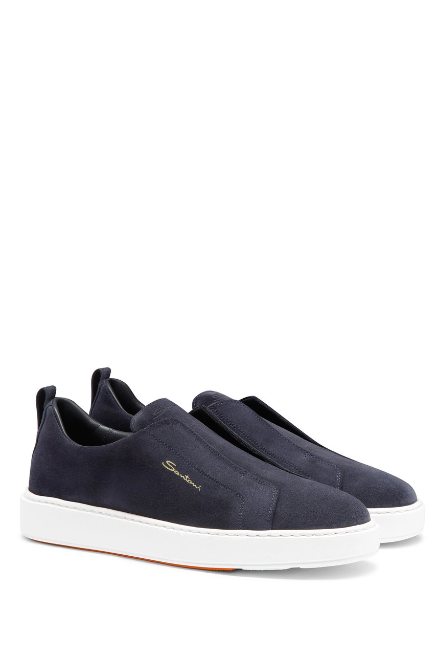Santoni Suede Slip-On Sneakers Zwart