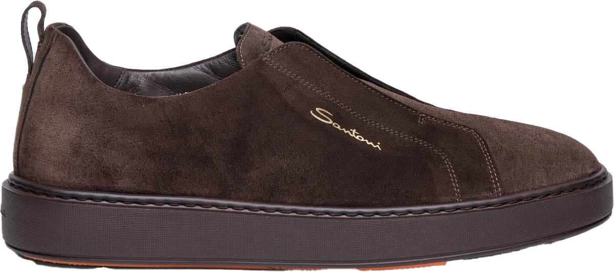 Santoni Heren Victor Sneaker Nubuck Bruin