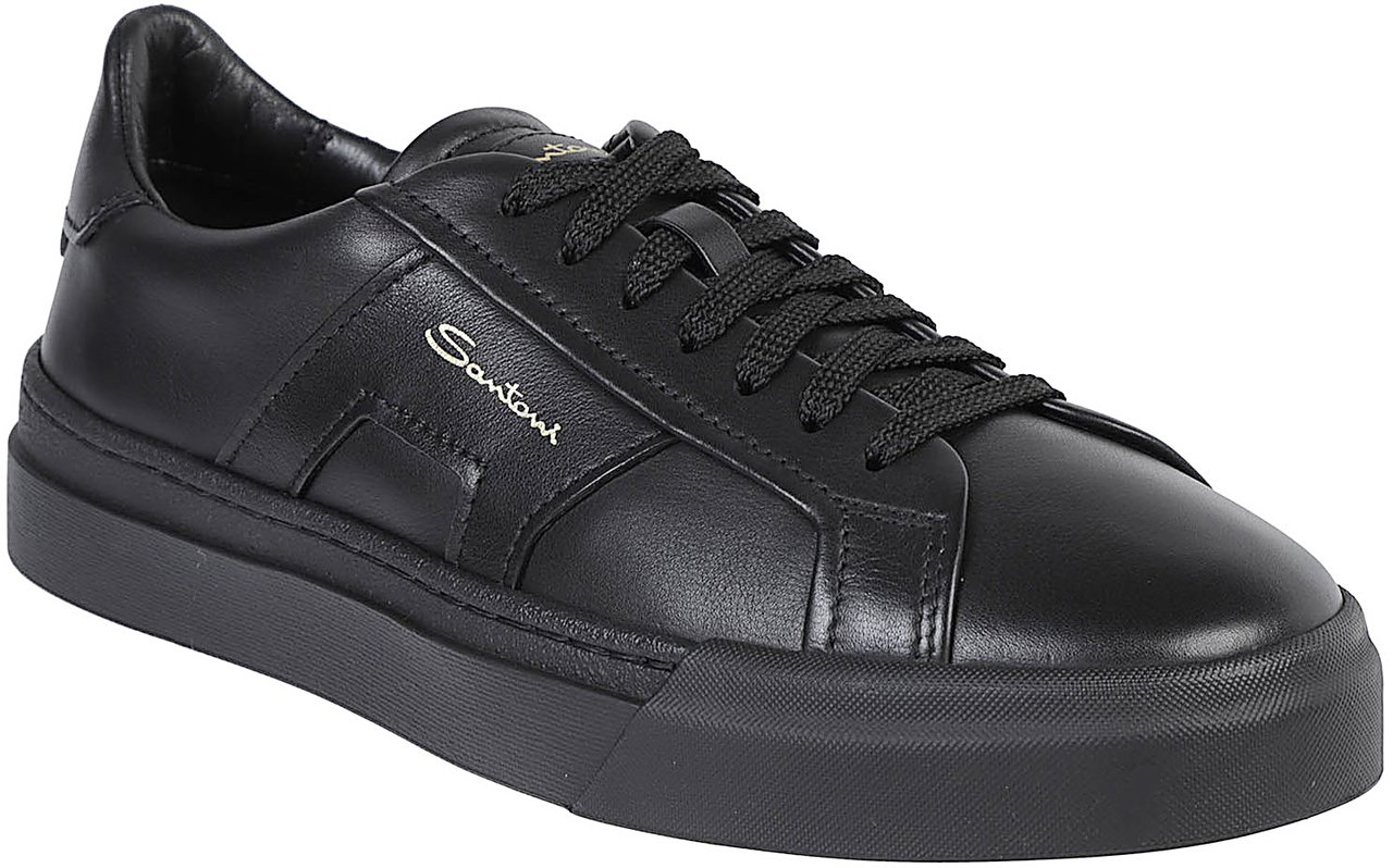 Santoni Double Buckle Low Top Sneakers Black Zwart