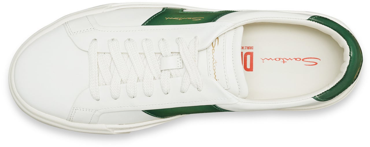 Santoni Men’s leather double buckle sneaker Wit