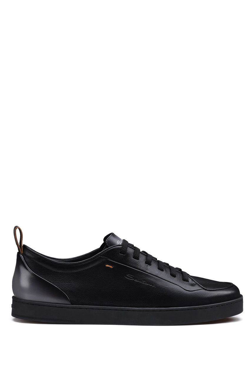 Santoni Lieve Smooth Leather Sneakers Zwart
