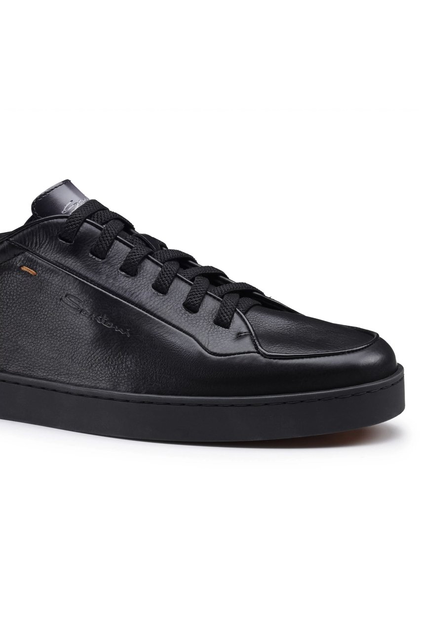 Santoni Lieve Smooth Leather Sneakers Zwart