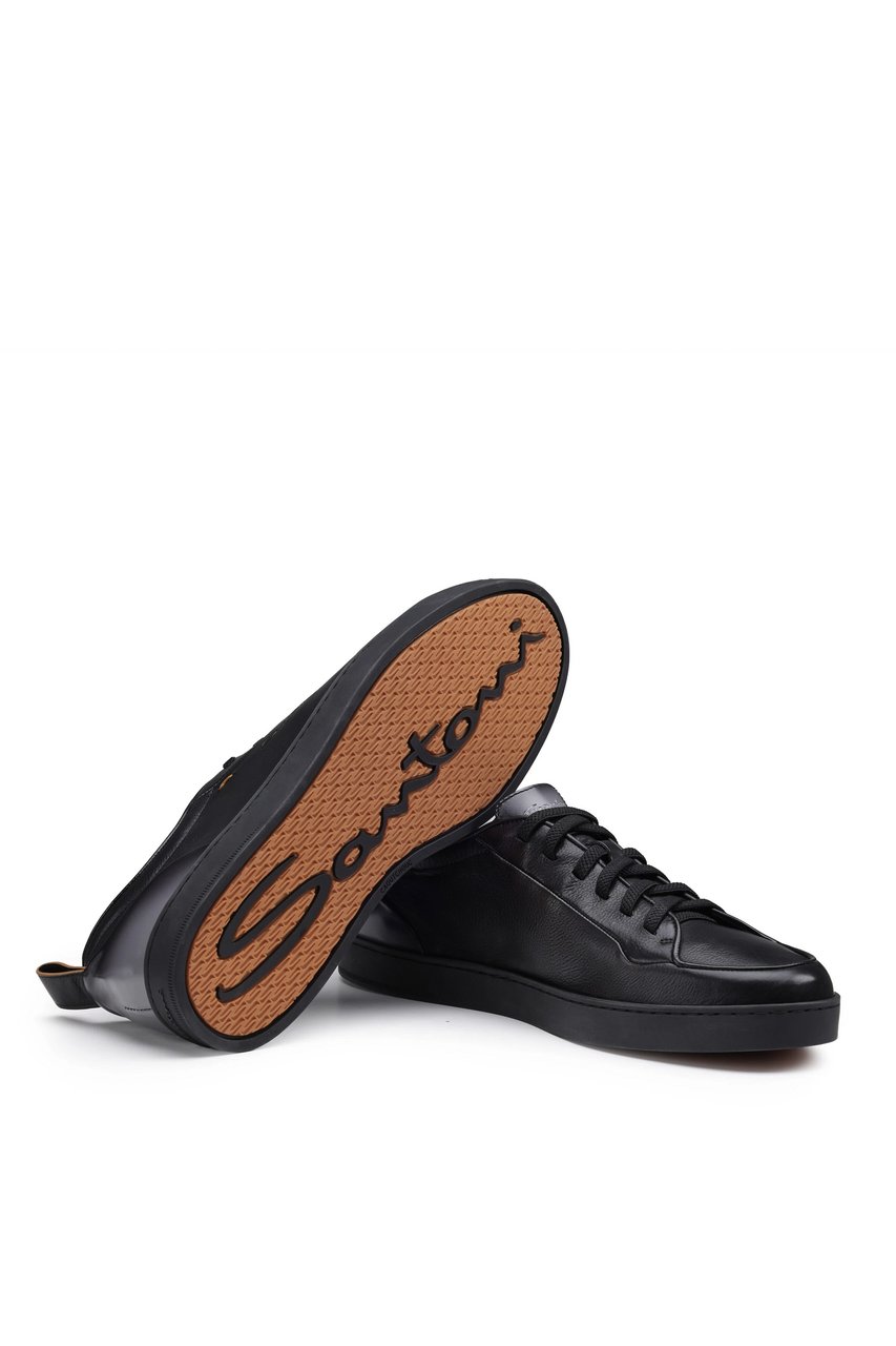 Santoni Lieve Smooth Leather Sneakers Zwart