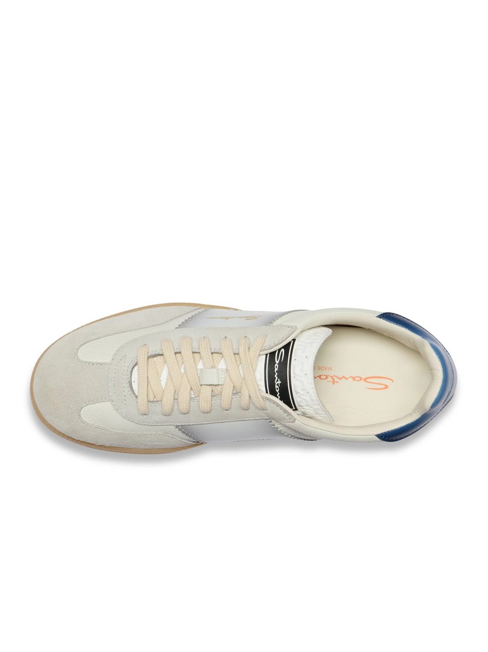 Santoni Low-Profile Leather Sneakers With Suede Reinforcements Wit