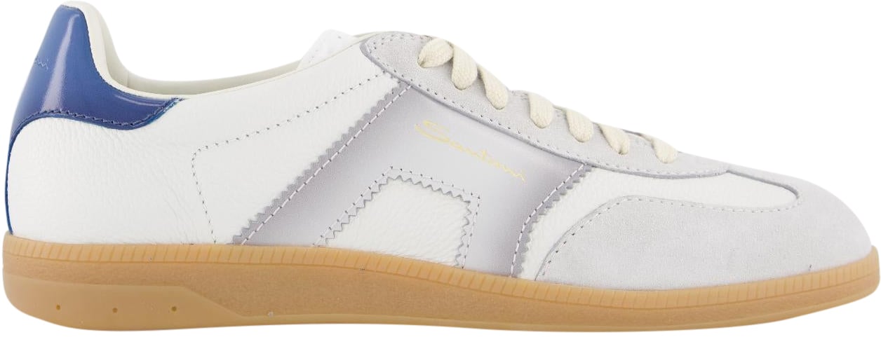 Santoni Heren DBS Olympic Sneaker Wit/Grijs Wit