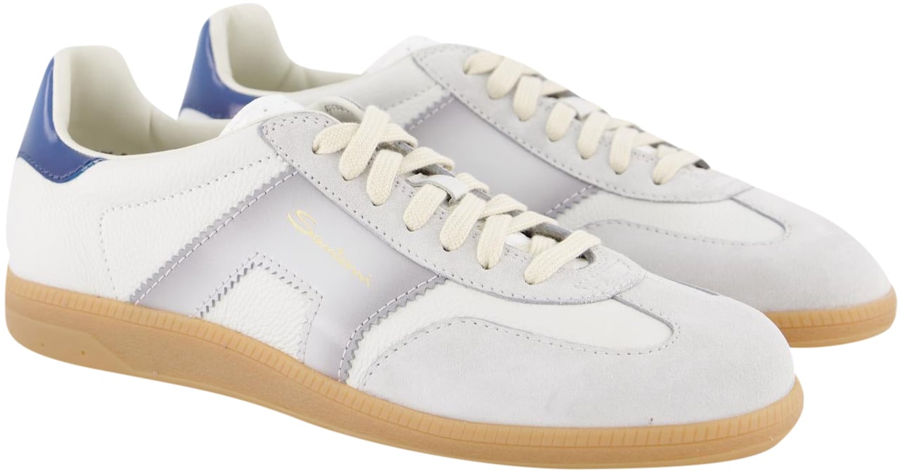 Santoni Heren DBS Olympic Sneaker Wit/Grijs Wit