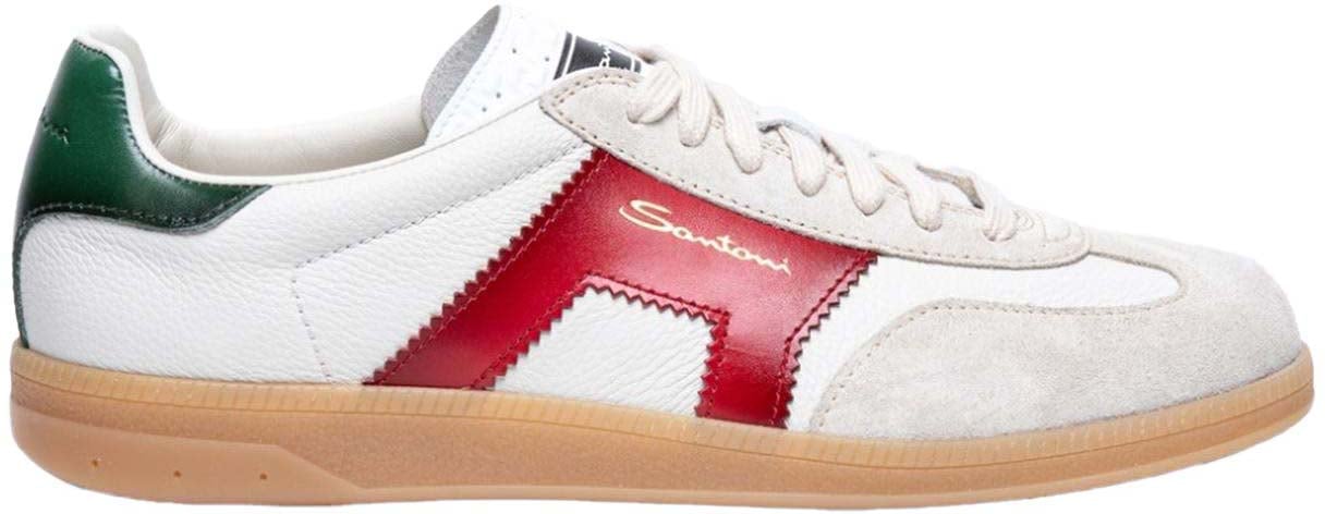 Santoni Heren DBS Olympic Sneaker Wit/Rood Wit