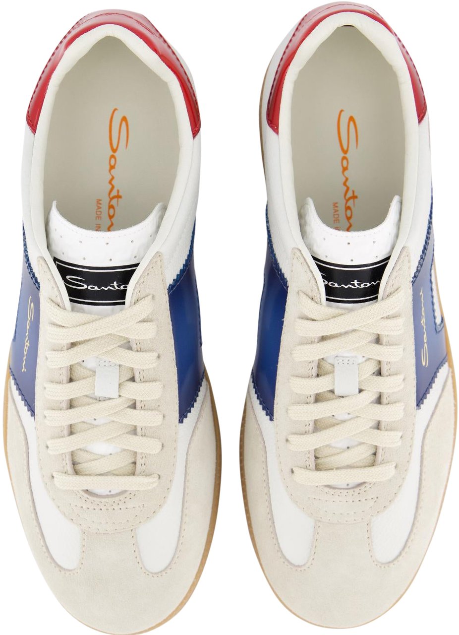 Santoni Heren DBS Olympic Sneaker Wit/Blauw Wit
