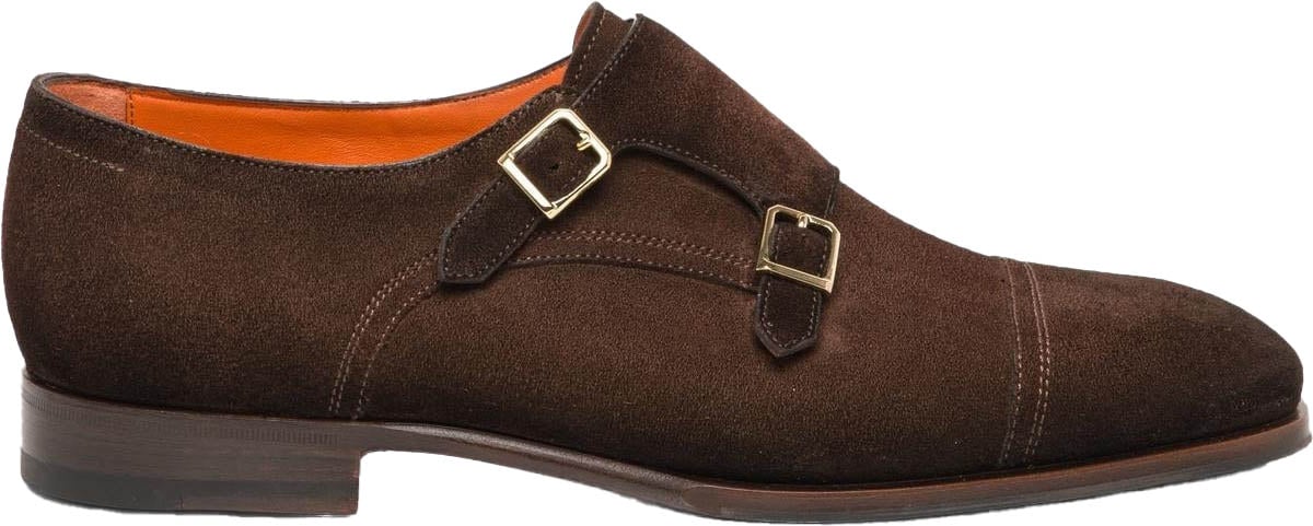 Santoni Heren Double Buckle Loafer Bruin