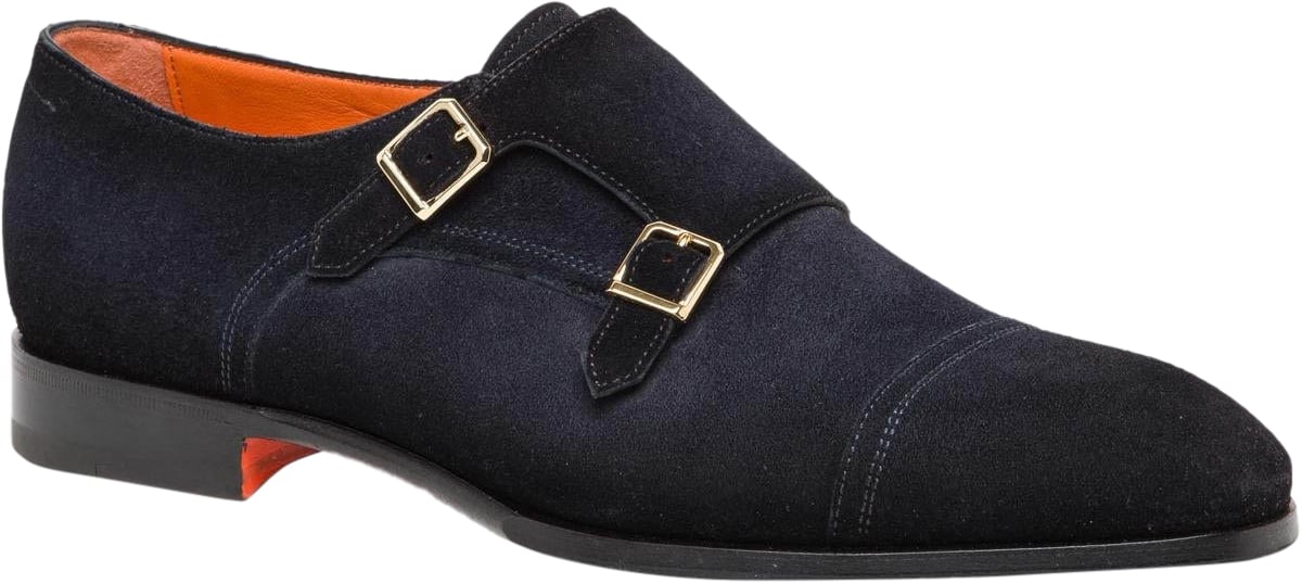 Santoni Heren Double Buckle Loafer Blauw