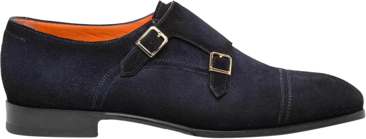 Santoni Heren Double Buckle Loafer Blauw