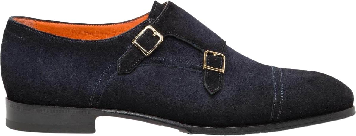 Santoni Heren Double Buckle Loafer Blauw