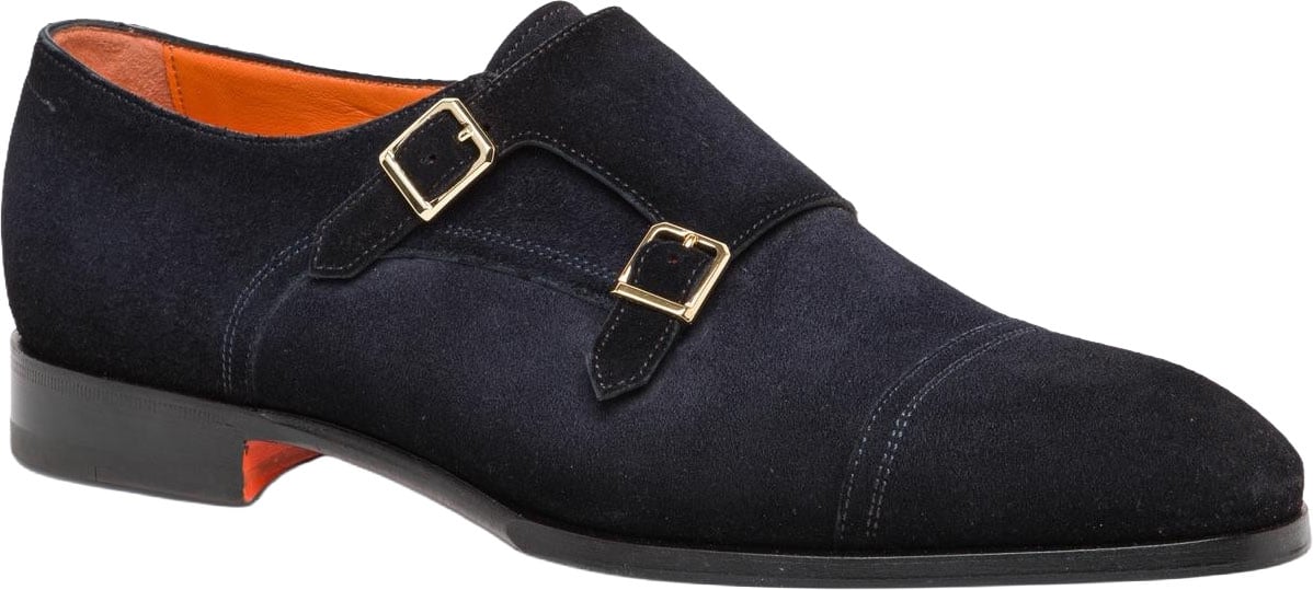 Santoni Heren Double Buckle Loafer Blauw