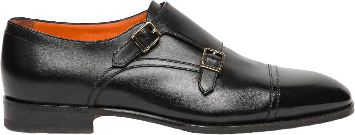 Santoni Heren Double Buckle Loafer Zwart
