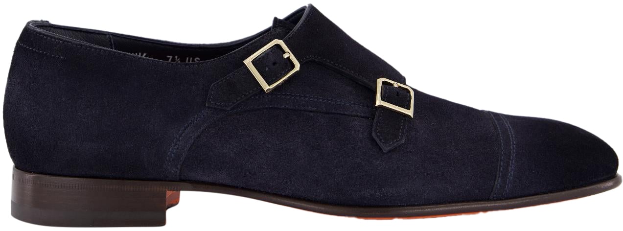 Santoni Heren Double Buckle Loafer Blauw Blauw