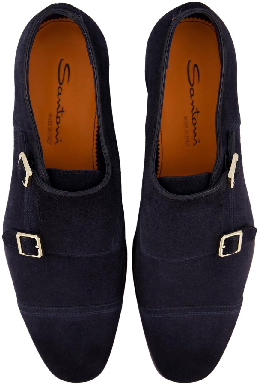 Santoni Heren Double Buckle Loafer Blauw Blauw