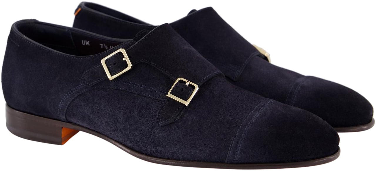 Santoni Heren Double Buckle Loafer Blauw Blauw