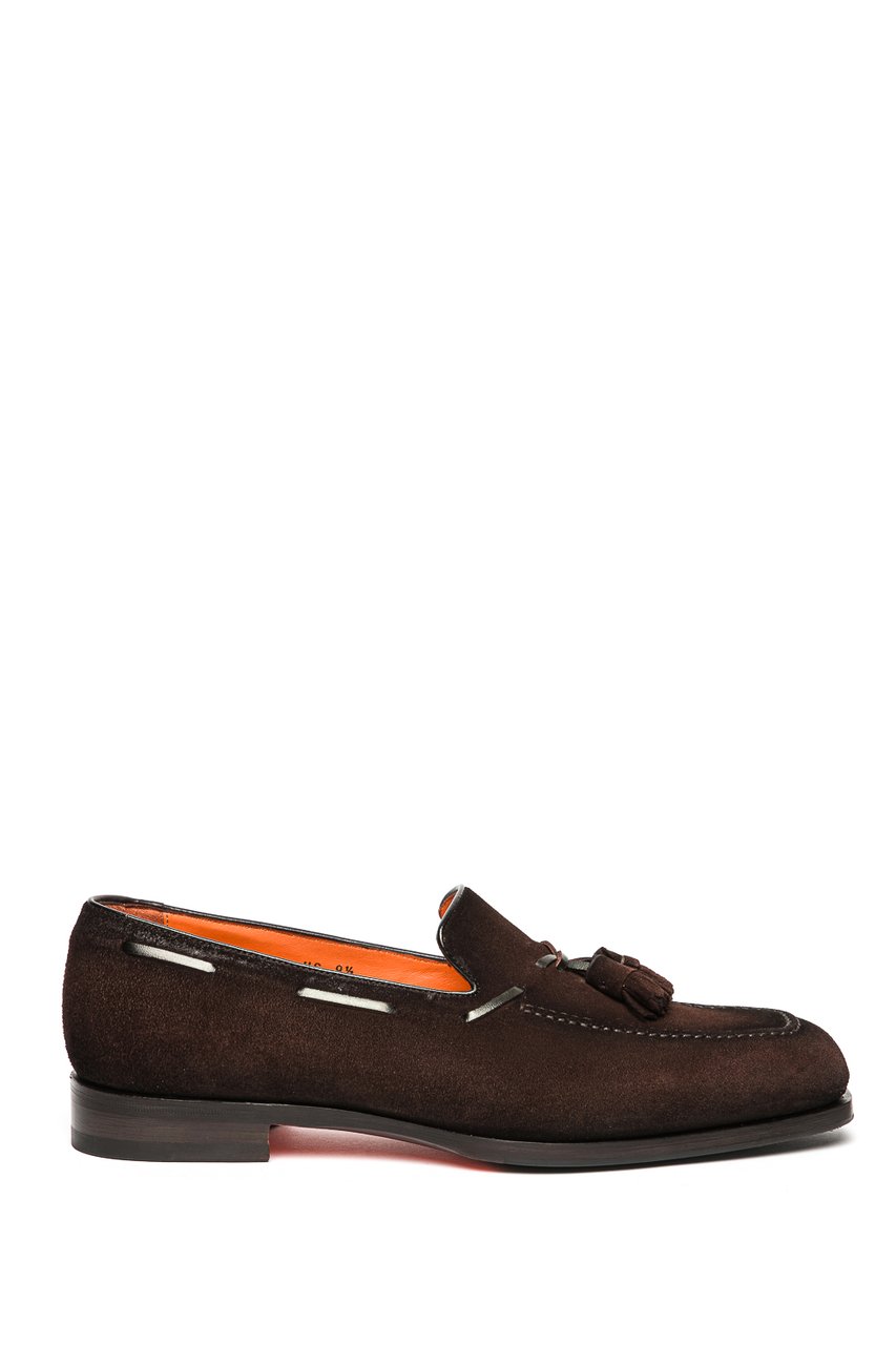 Santoni Suede Moccasins with Tassels Zwart