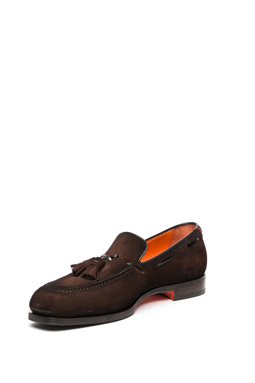 Santoni Suede Moccasins with Tassels Zwart