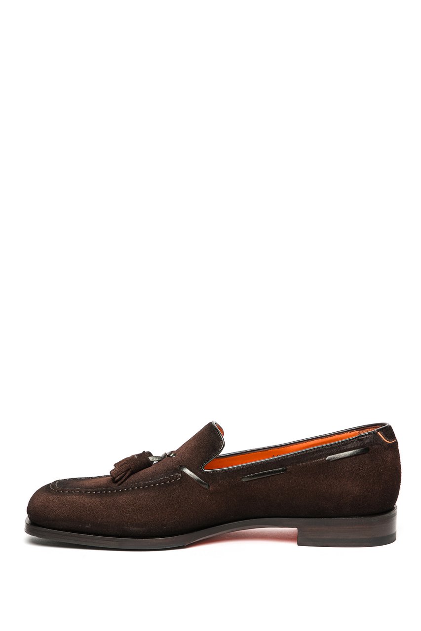 Santoni Suede Moccasins with Tassels Zwart