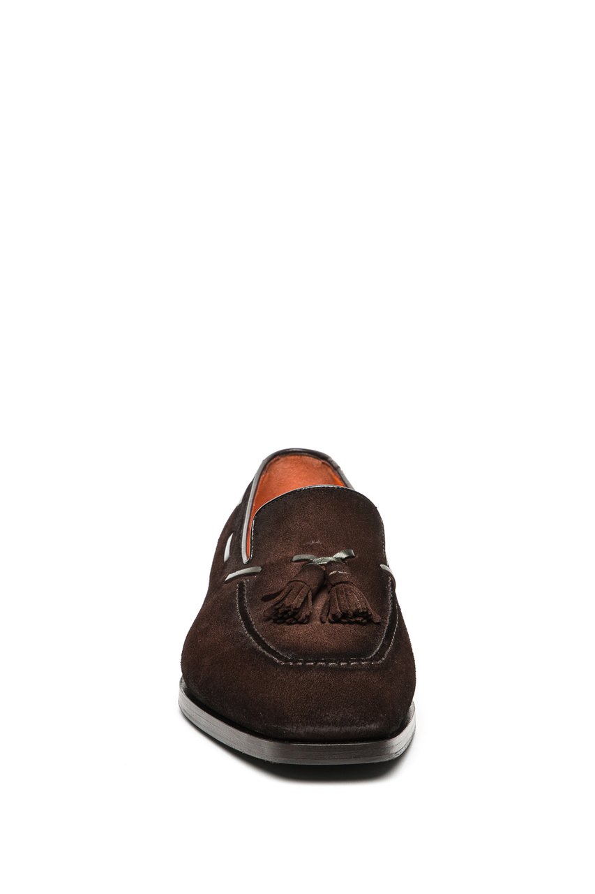 Santoni Suede Moccasins with Tassels Zwart