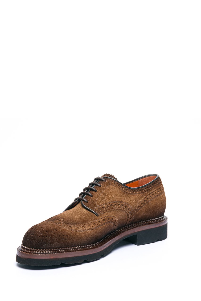 Santoni Derby Lace-Up Suede Shoes Grijs