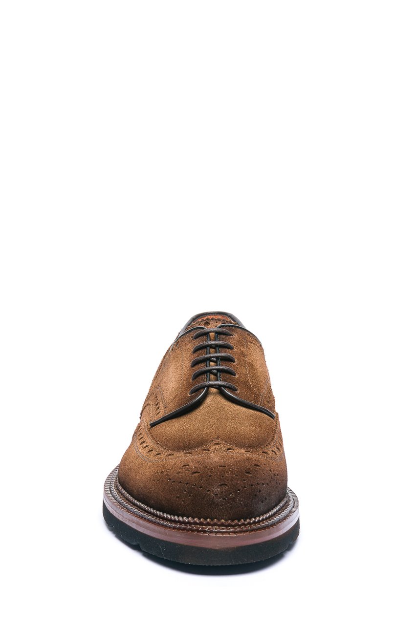 Santoni Derby Lace-Up Suede Shoes Grijs