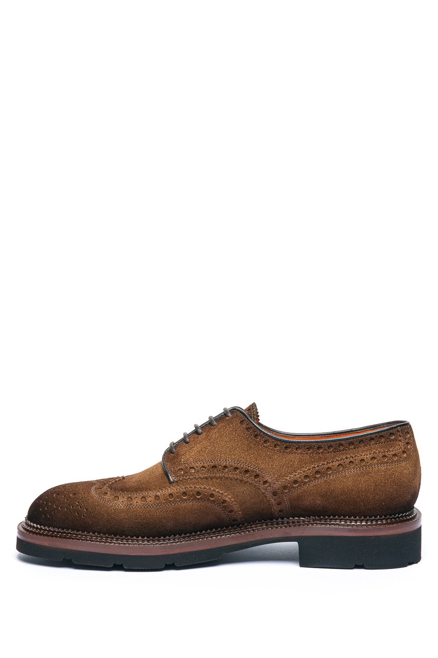 Santoni Derby Lace-Up Suede Shoes Grijs