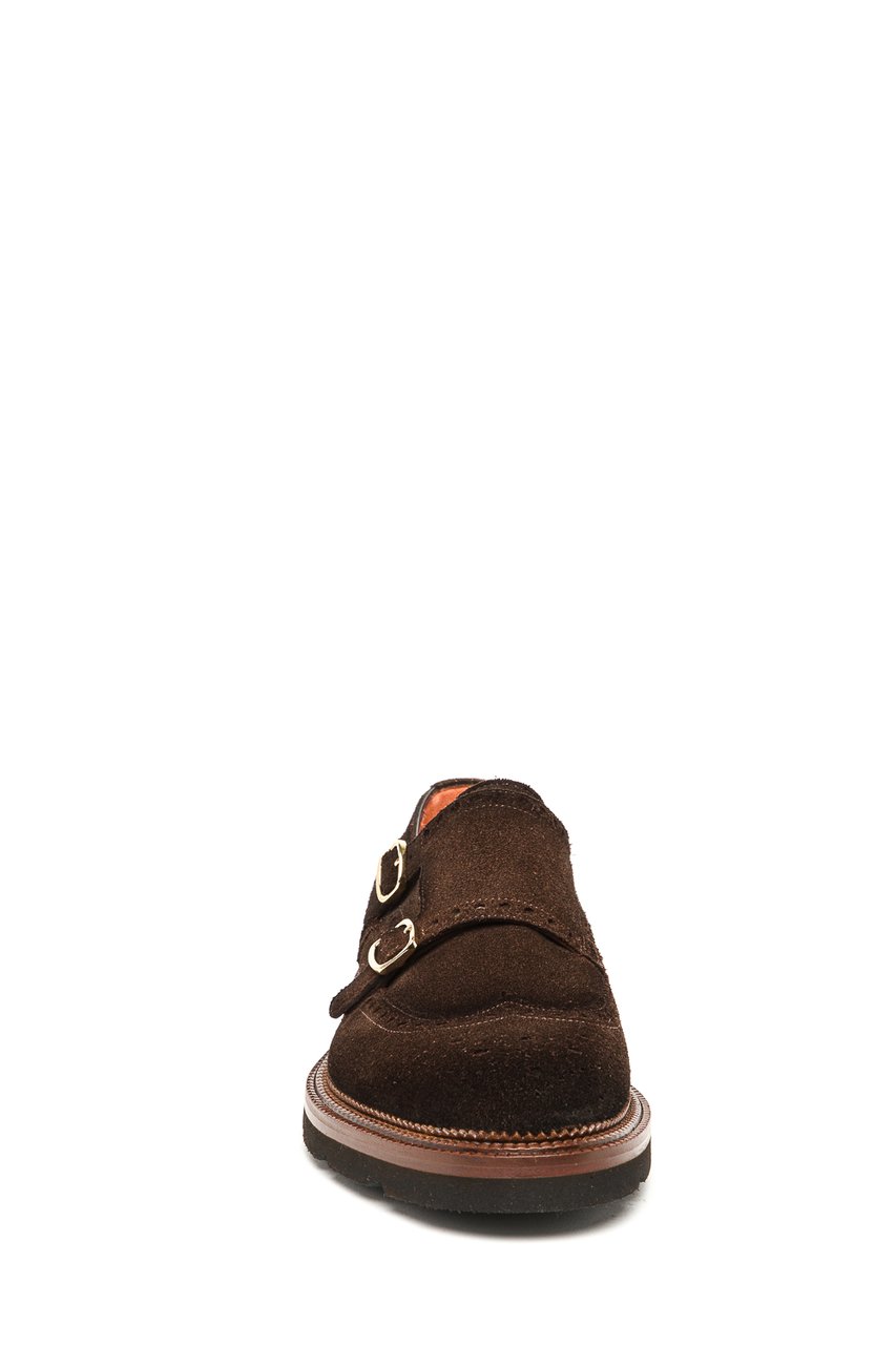 Santoni Double-Buckle Suede Shoes Zwart