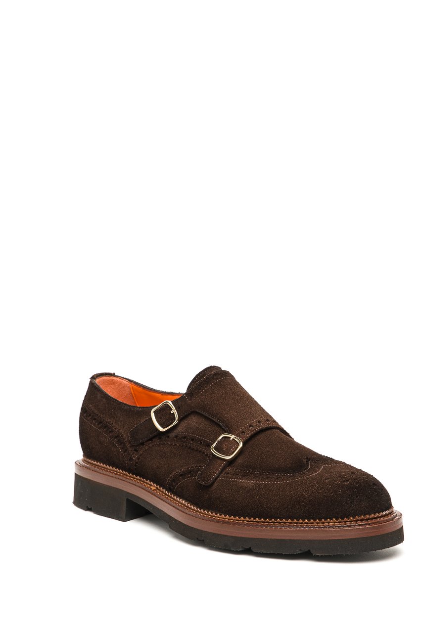 Santoni Double-Buckle Suede Shoes Zwart