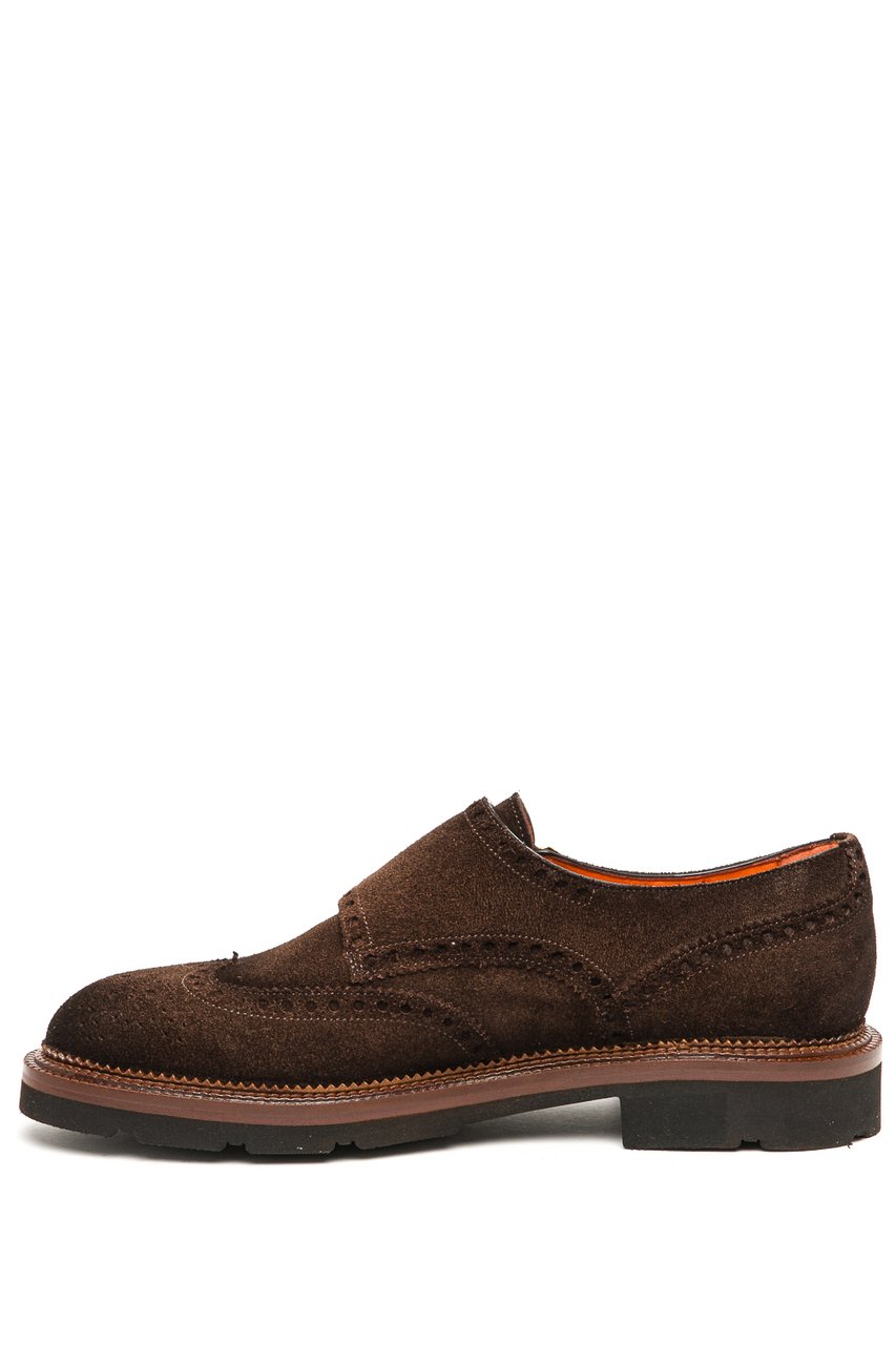 Santoni Double-Buckle Suede Shoes Zwart