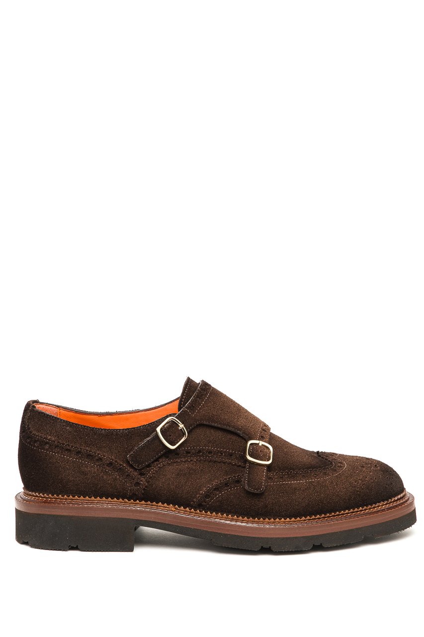 Santoni Double-Buckle Suede Shoes Zwart