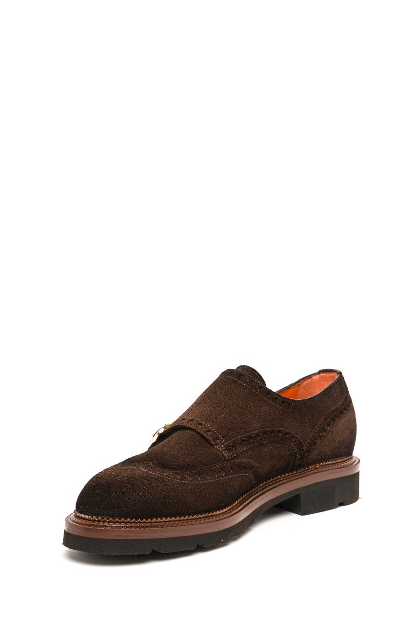 Santoni Double-Buckle Suede Shoes Zwart